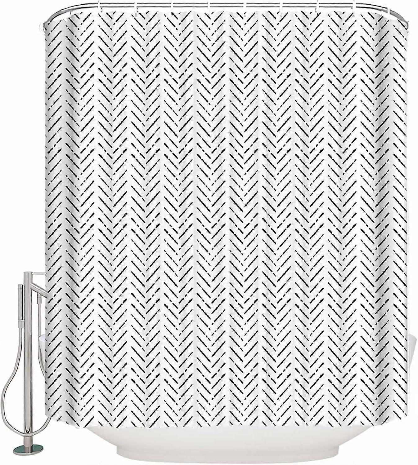 Black White Striped Shower Curtain Set with Hook 72" x 84",Washable Cloth Polyester Fabric Shower+Curtain,Waterproof Bath Curtains for Bathroom,Shower
