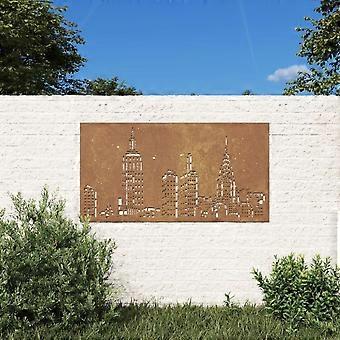 Garten-Wanddekoration 105x55 cm Cortenstahl Skyline Design