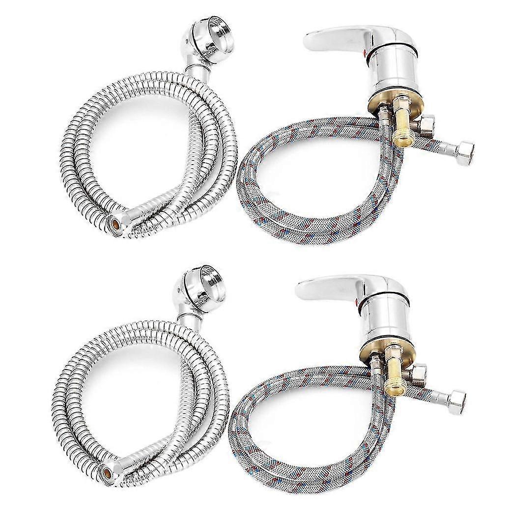 2x Single Wide Tap Bath Sink Shower Head Spray Hose Push On Mixer Hairdresser Pet Household Faucet