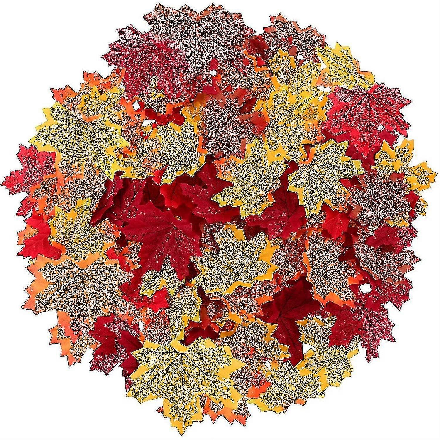 200pcs Artificial Maple Leaves For Thanksgiving Party (mixed Fall Color)