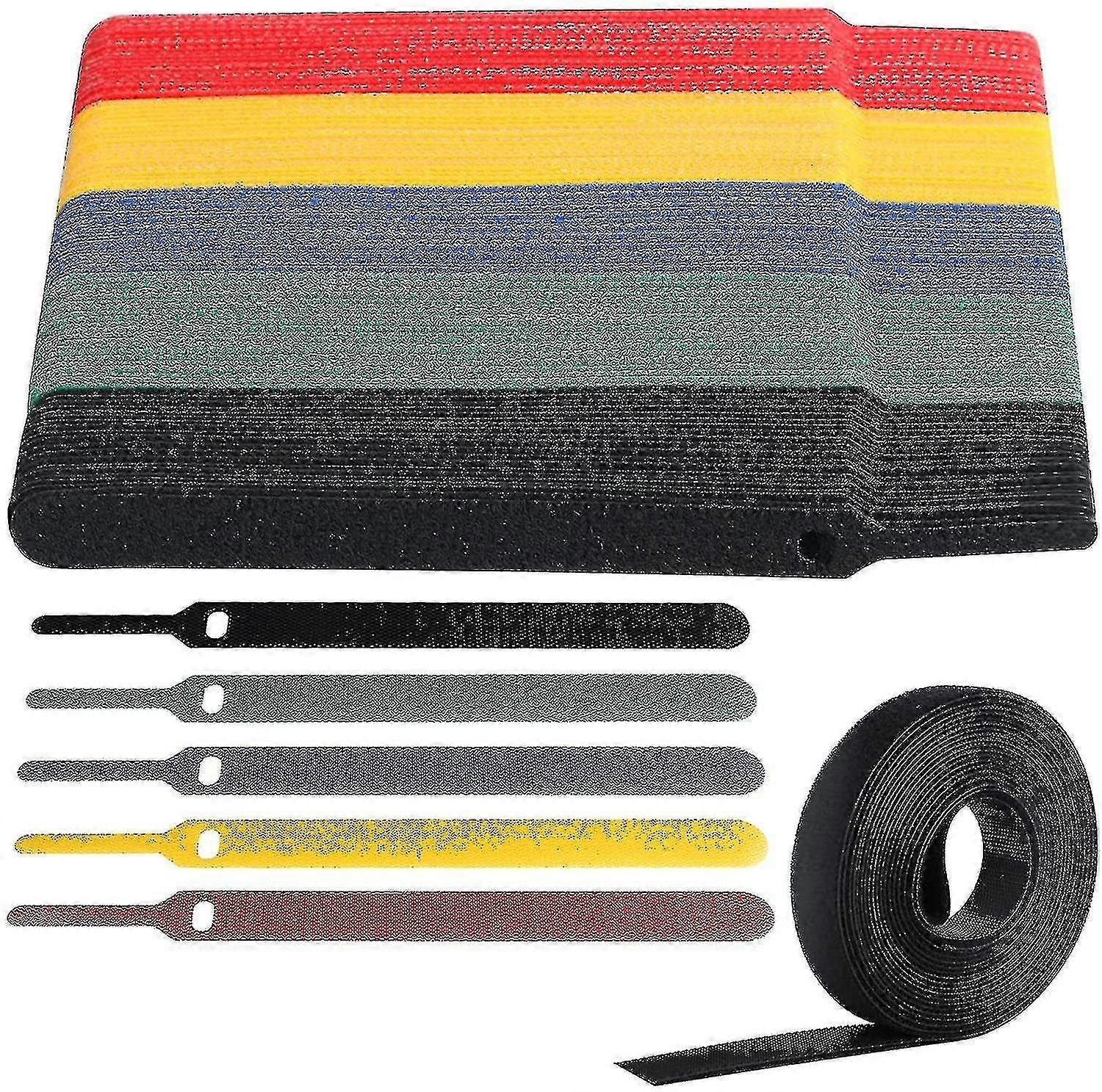 100 Pcs Cable Tie, Reusable Cable Tie Nylon Hook And Loop Closure, With 3m-wtake