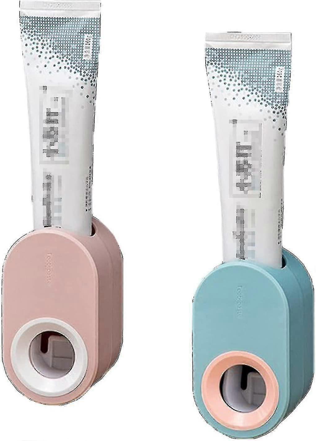Yaju Bathroom Automatic Toothpaste Dispenser Holder Wall-mount Toothpaste Squeeze2pcsblue, Pink)