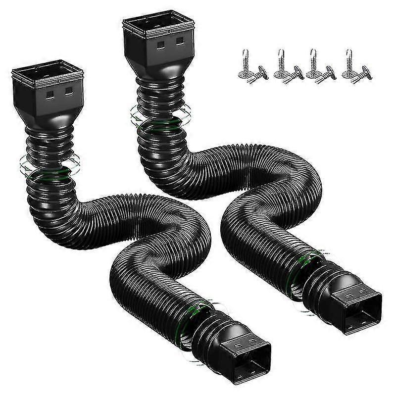 2 Pack Rain Gutter Downspout Extensions Flexible,extender,black