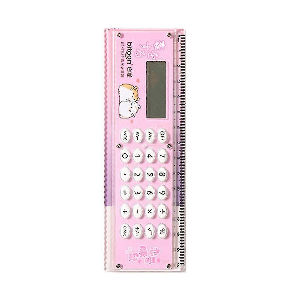 Lovely 2-in-1 Electronic Calculator Ruler 8-digit With Led Display For Boy Girl( Color : Pink )