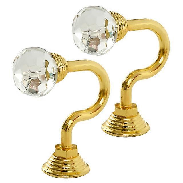 JWL-2pcs Retro Crystal Glass Curtain Holdback Hooks Wall Tie Back Hooks Hanger Holder Drawer Handle Curtain Accessories Hanger Hooks