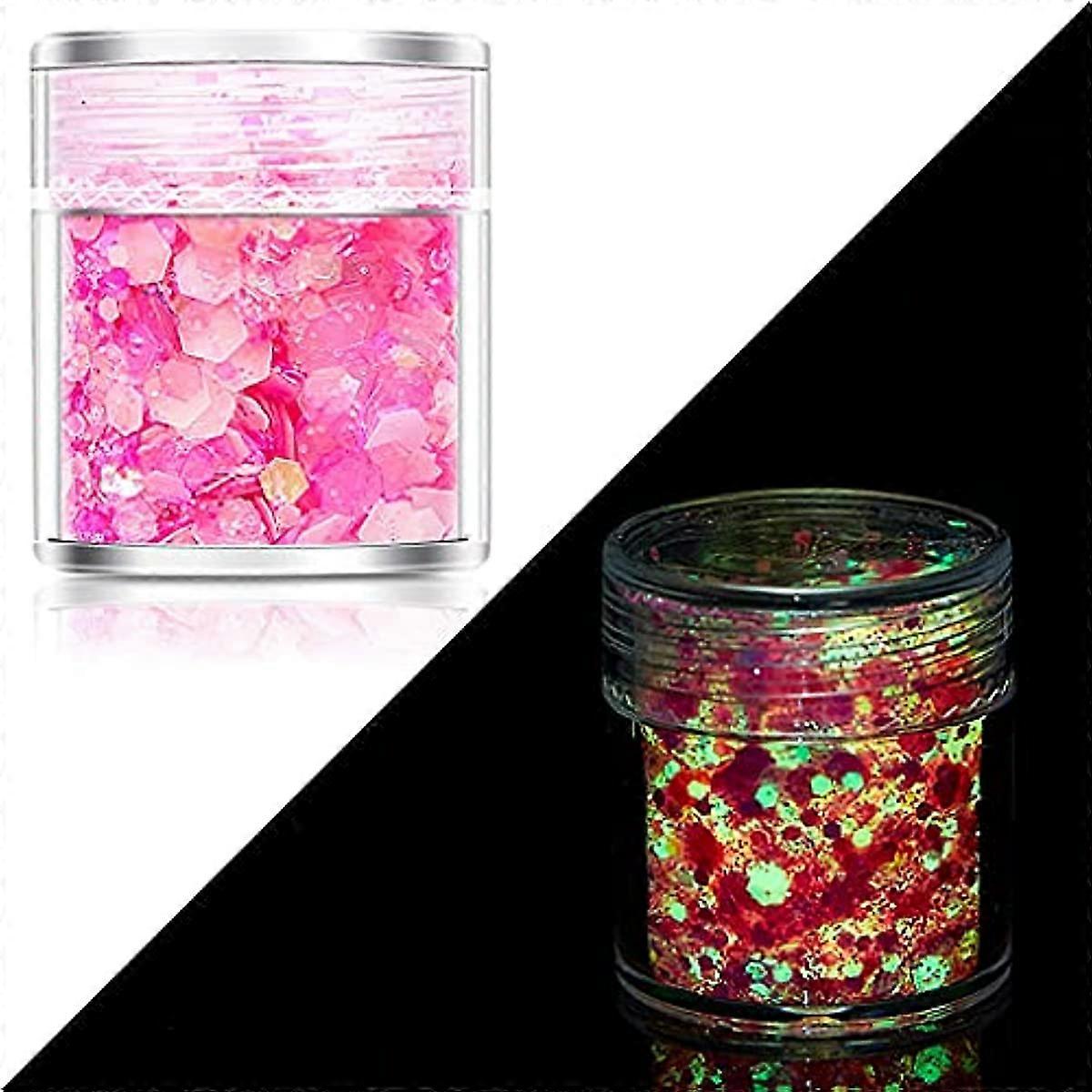 12pcs Color Glitter Powder Sequins Luminous Holographic Chunky Glitter Sequins