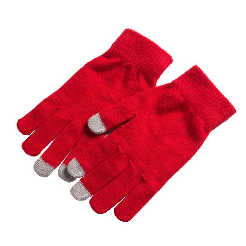 Windproof Solid Color Elastic Gloves for Women Knitted Touchscreen Hand Warmer