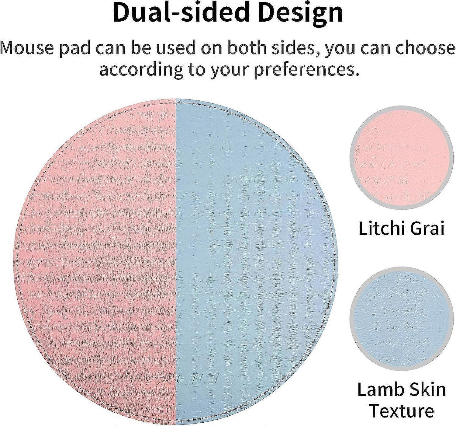 Round Double Sided Mouse Pad Small Pu Leather Mouse Pad With Seam Edge Anti-slip Waterproof Mouse Pad