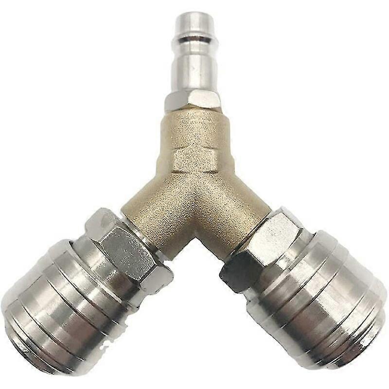 Compressed Air Connector, Compressed Air Switch, With Two 1/4" Threaded Connectors, Made Of Rust Resistant Brass