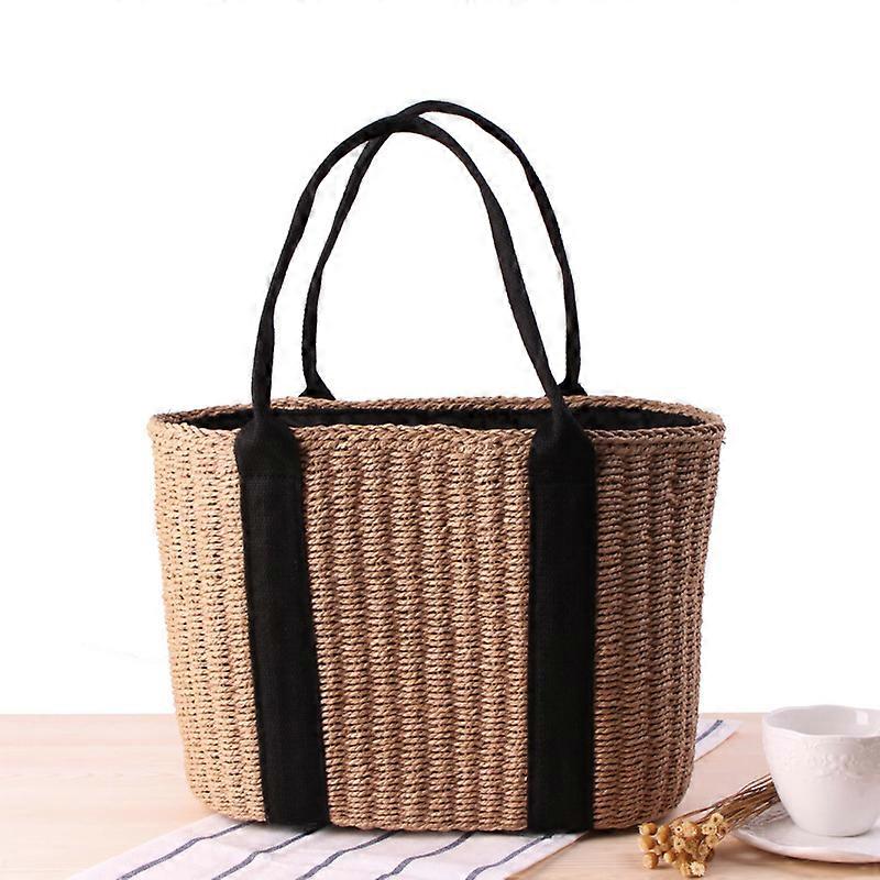 Womens Hand-woven Straw Shoulder Bag Large