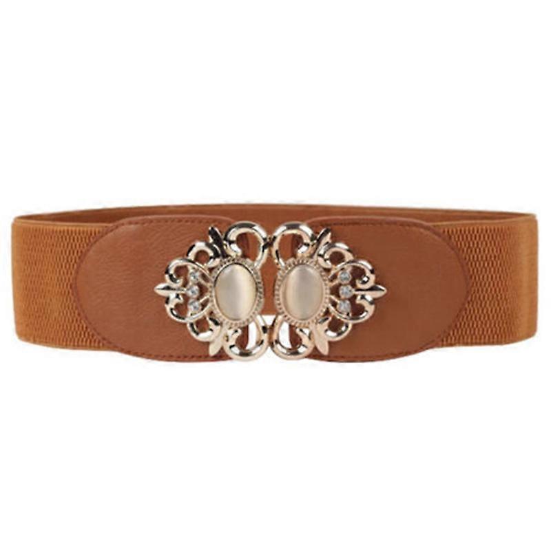 Womens Stretch Elastic Gold Buckle Wide Waisted Belt Party Dress Waistband