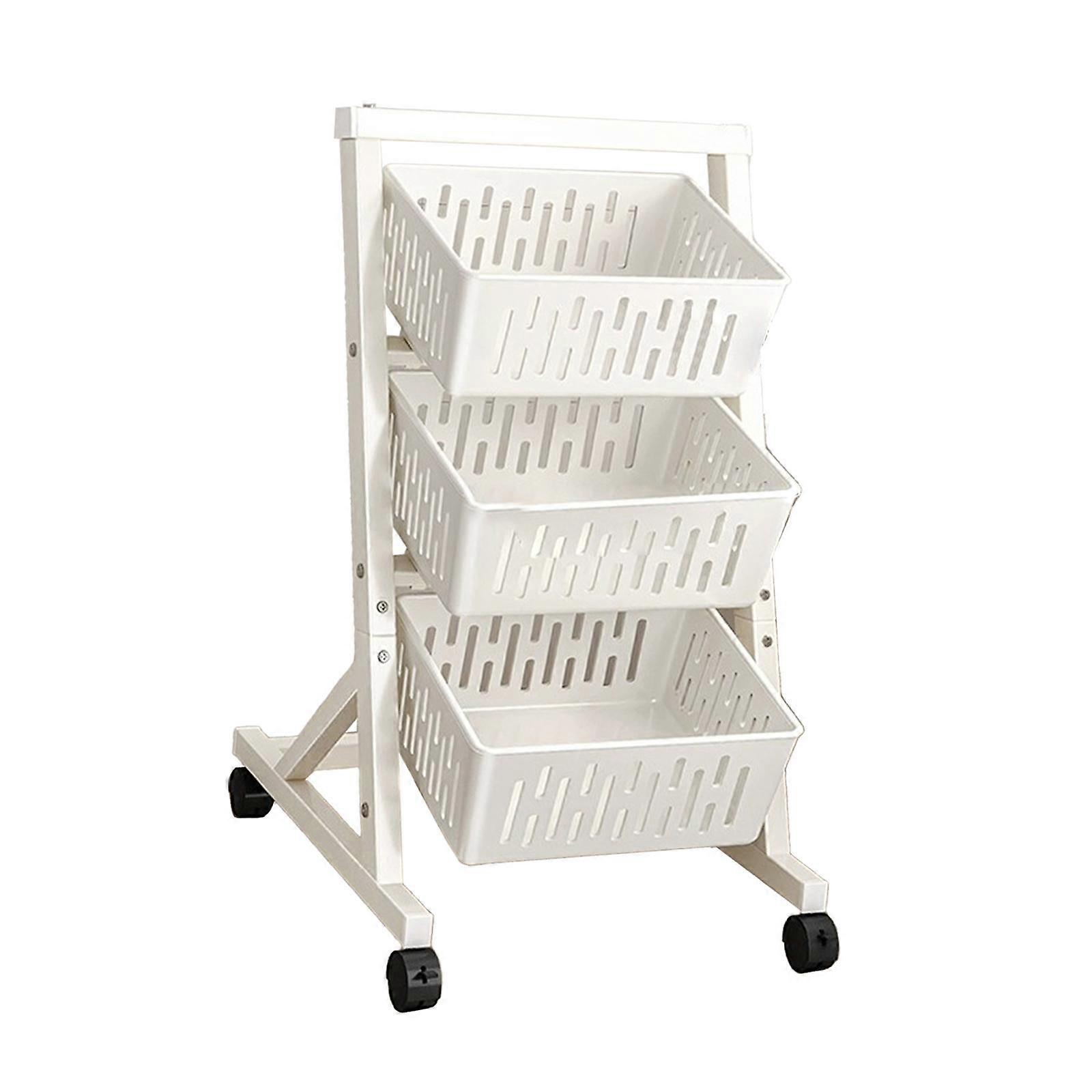 Rolling Cart with Wheels Metal Frame Heavy Duty Multifunctional Utility Cart Single Row 3 Tiers