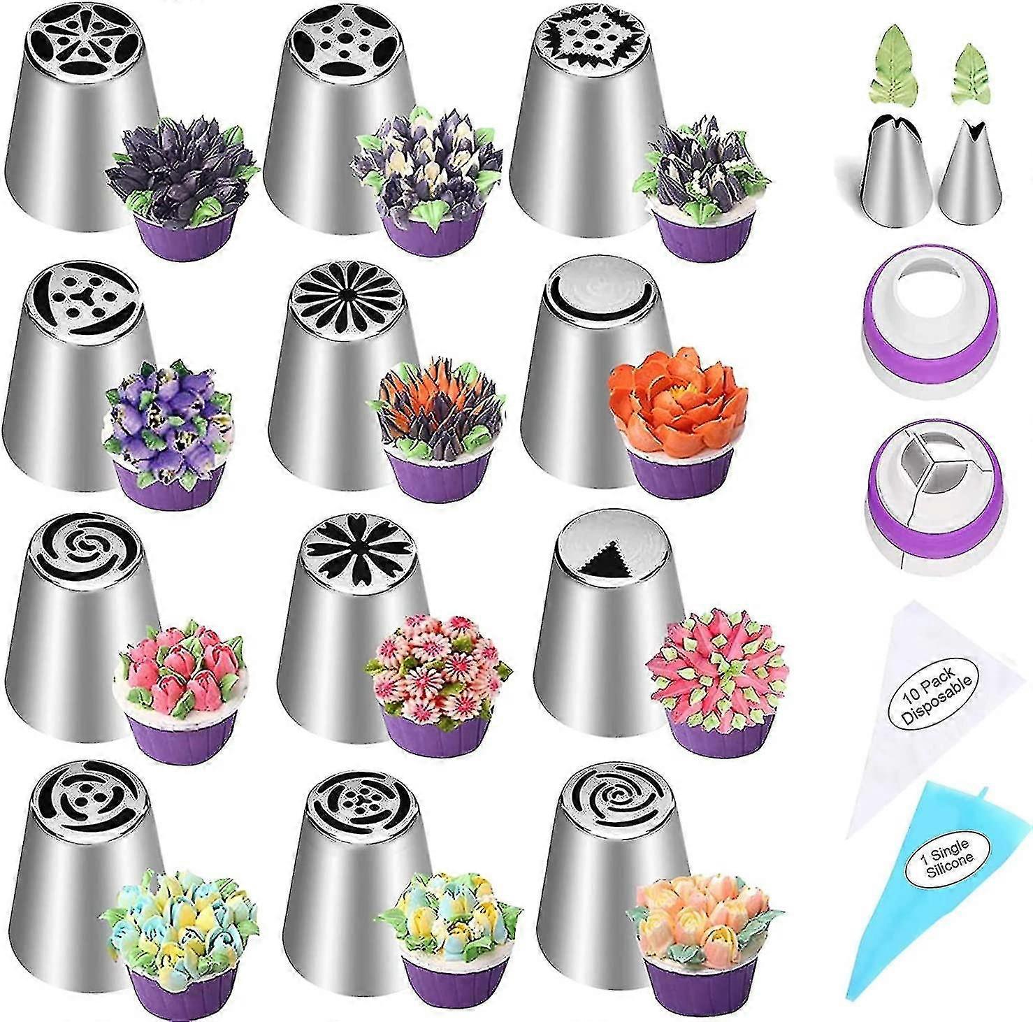 27st ryska rör tips set cake decorating leveranser kit rörväskor och