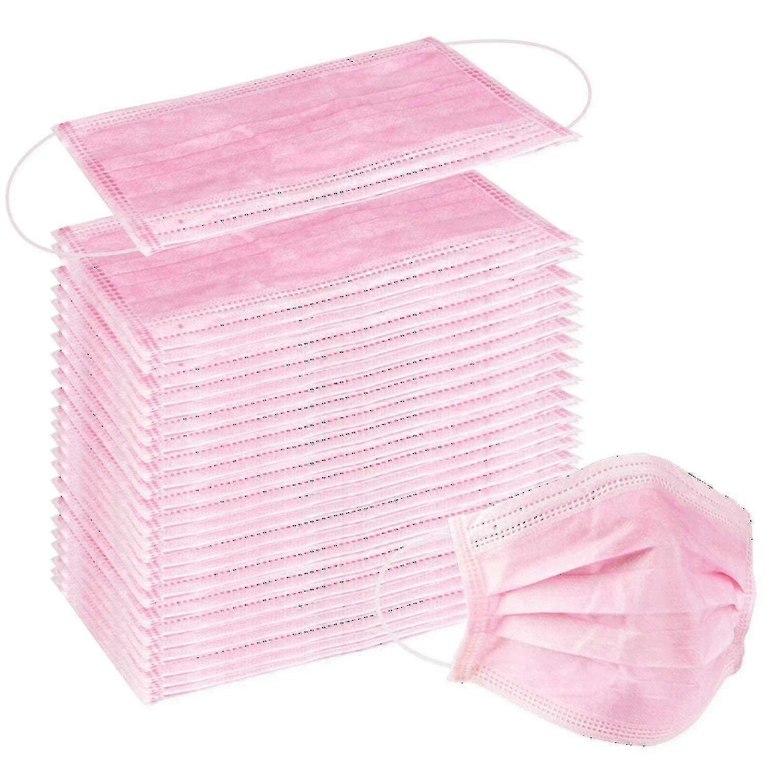 50/100pcs Aldult 3-ply Pink Earloop Face Masks