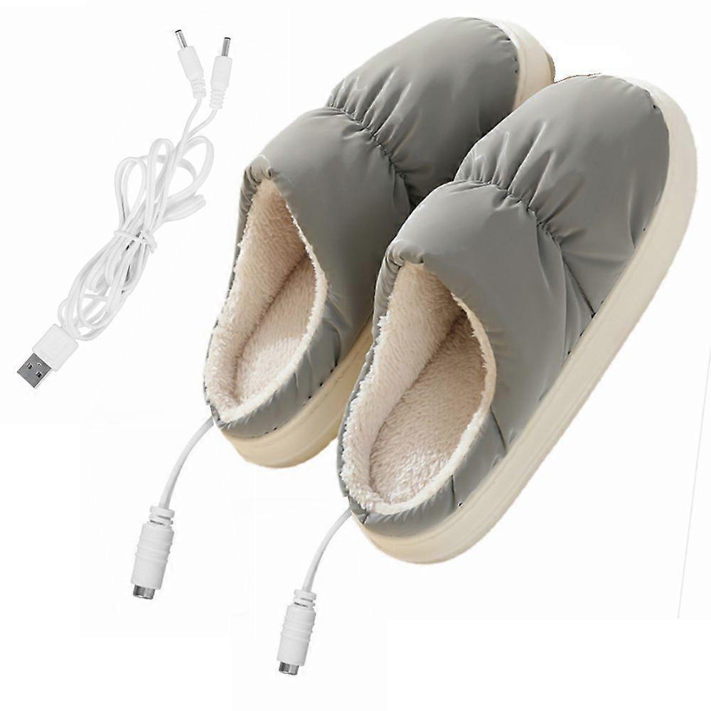 USB slippers warm shoes, gray
