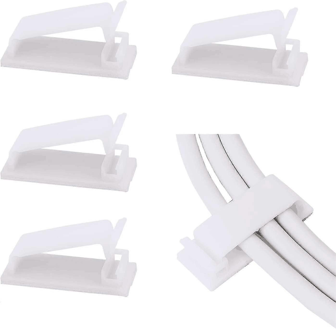50 قطعة مشابك كبل ذاتية اللصق ، أبيض ، منظمات الكابلات للمكتب / التلفزيون