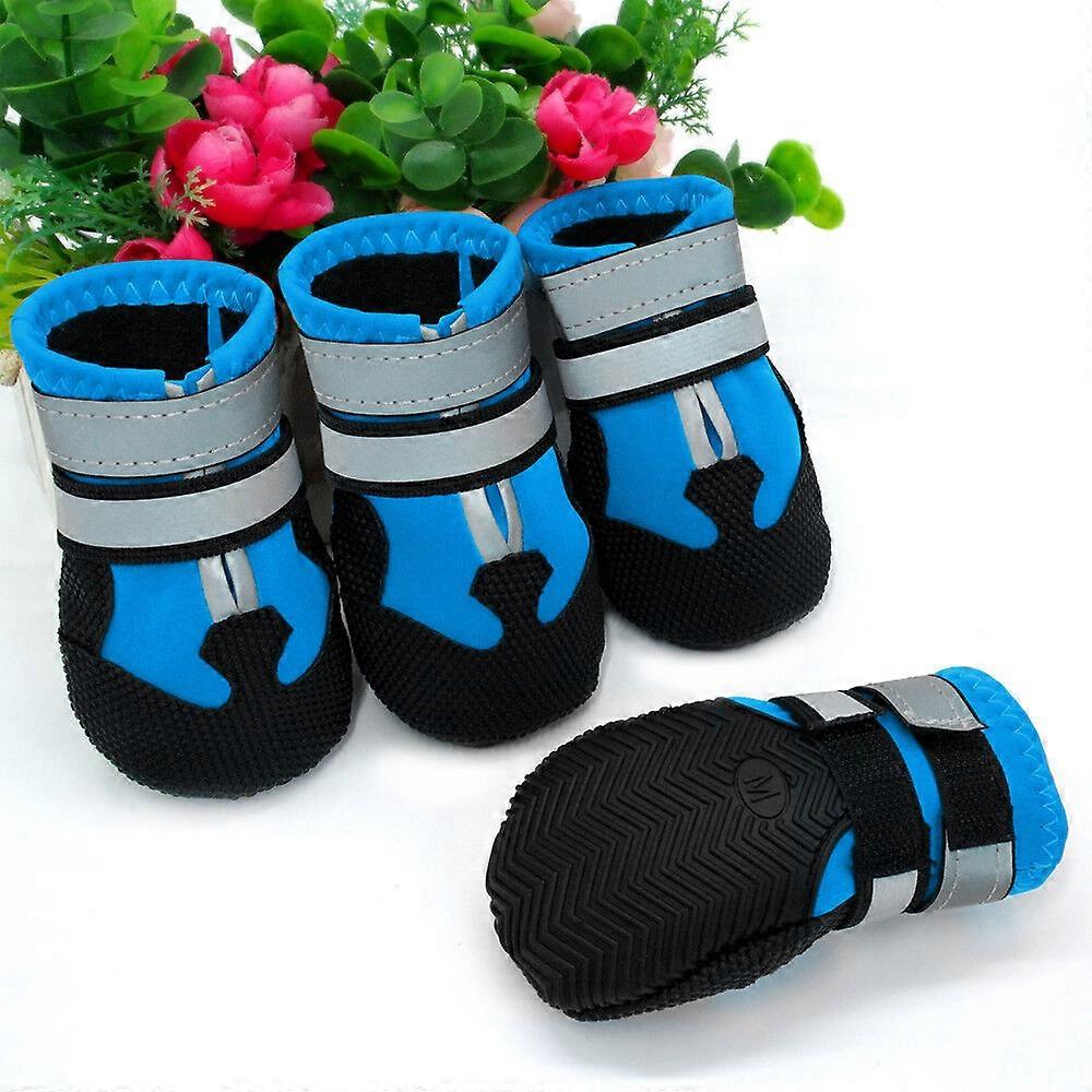 4pcs Reflective Dog Anti Slip Shoes Waterproof for Medium Large Dogs Snow Boots
