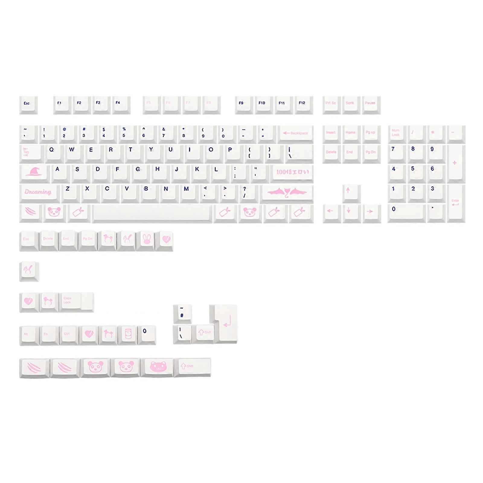 133 PBT DYE SUB Keycaps Cherry MX Switch Mechanical Keyboard Keycap Anime White