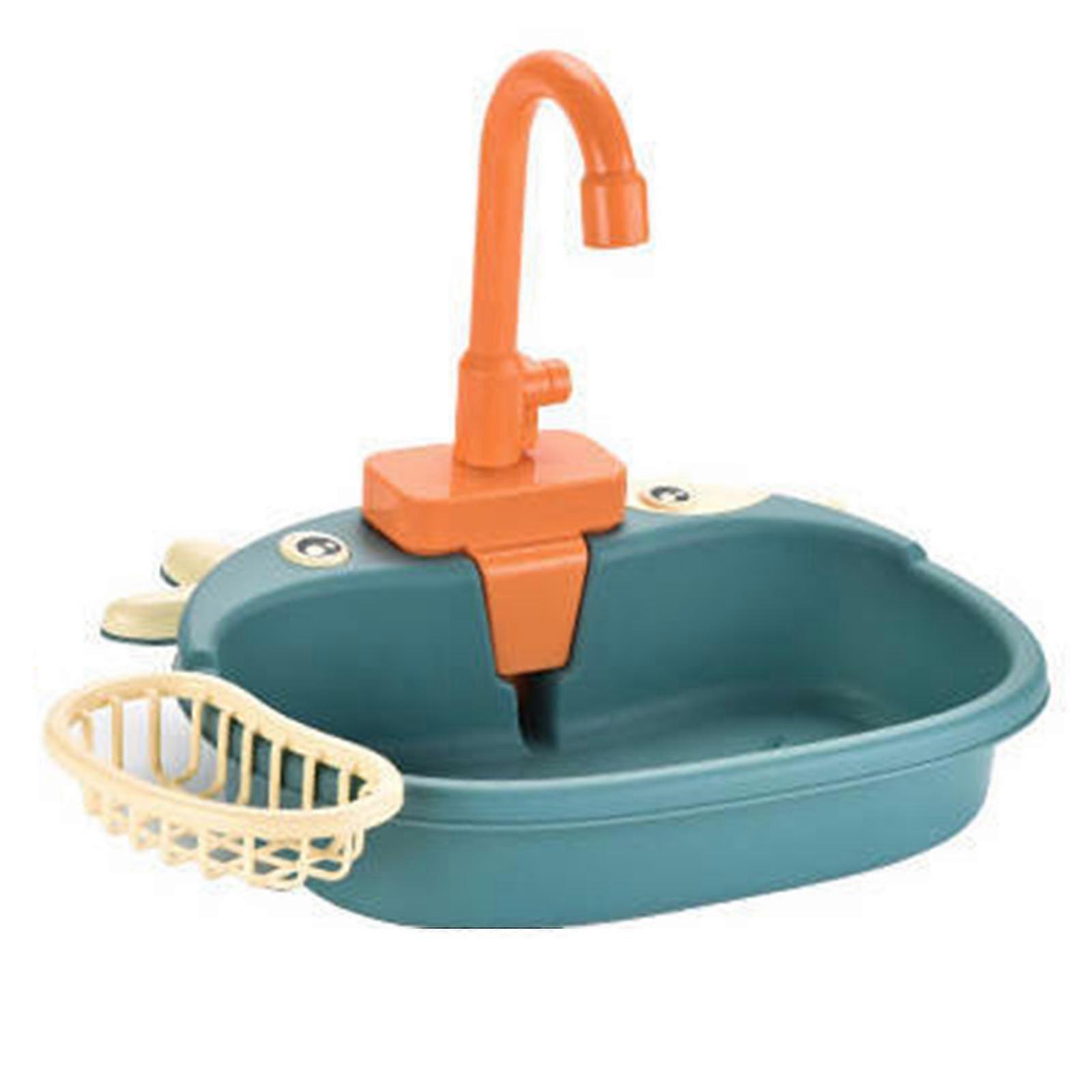 Kids Simulation Play Sink With Electric Cycle System - Children's Kitchen Toy Set with Fruit & Tableware Toys