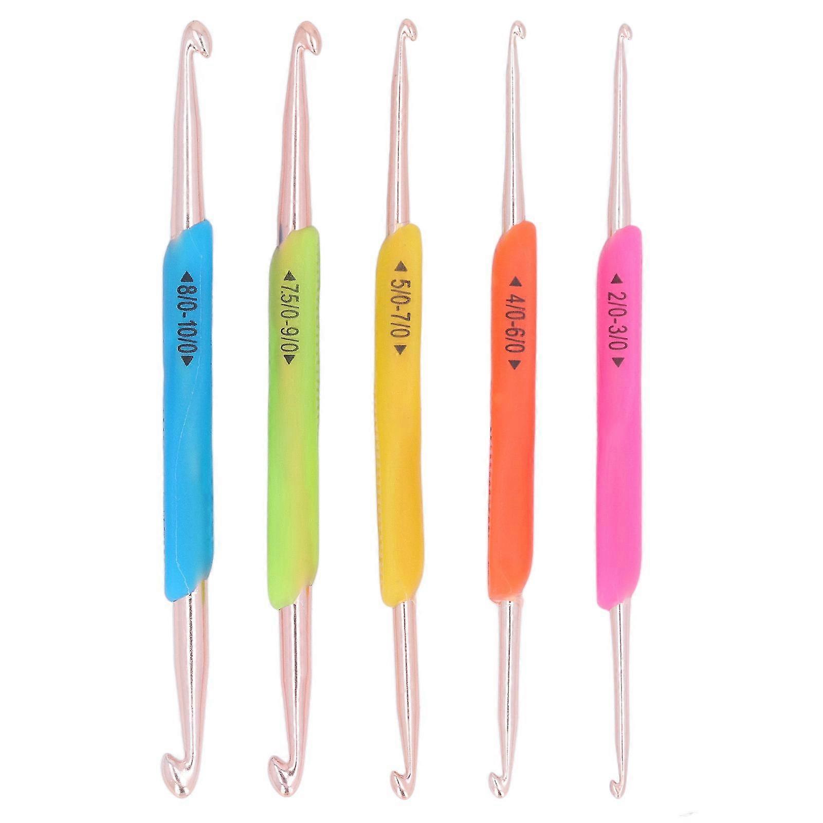 5 Pcs Ergonomic Double Ended Crochet Hooks Set - Colorful Needle Kit for Home Knitting
