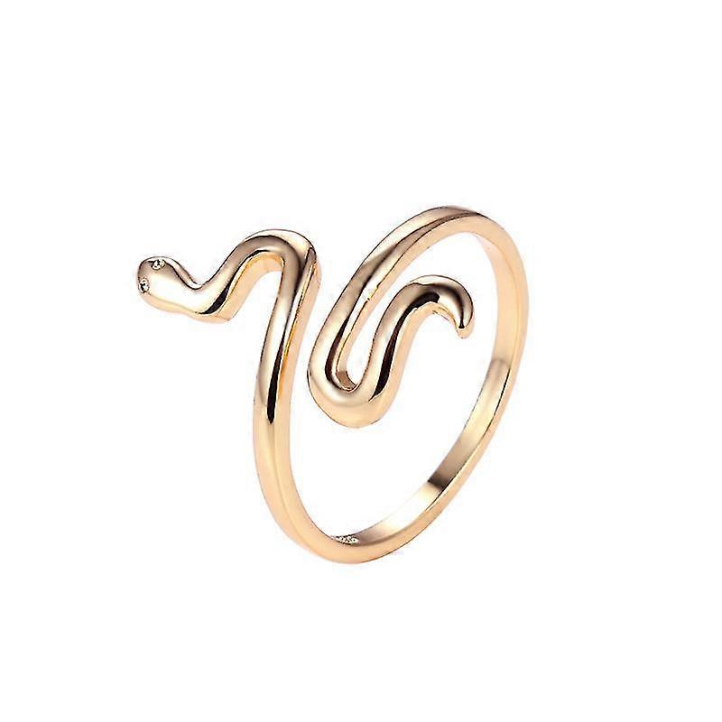 Women's Snake Ring - Lovely Open Adjustable Snake Ring Plated In Shiny 24k Gold