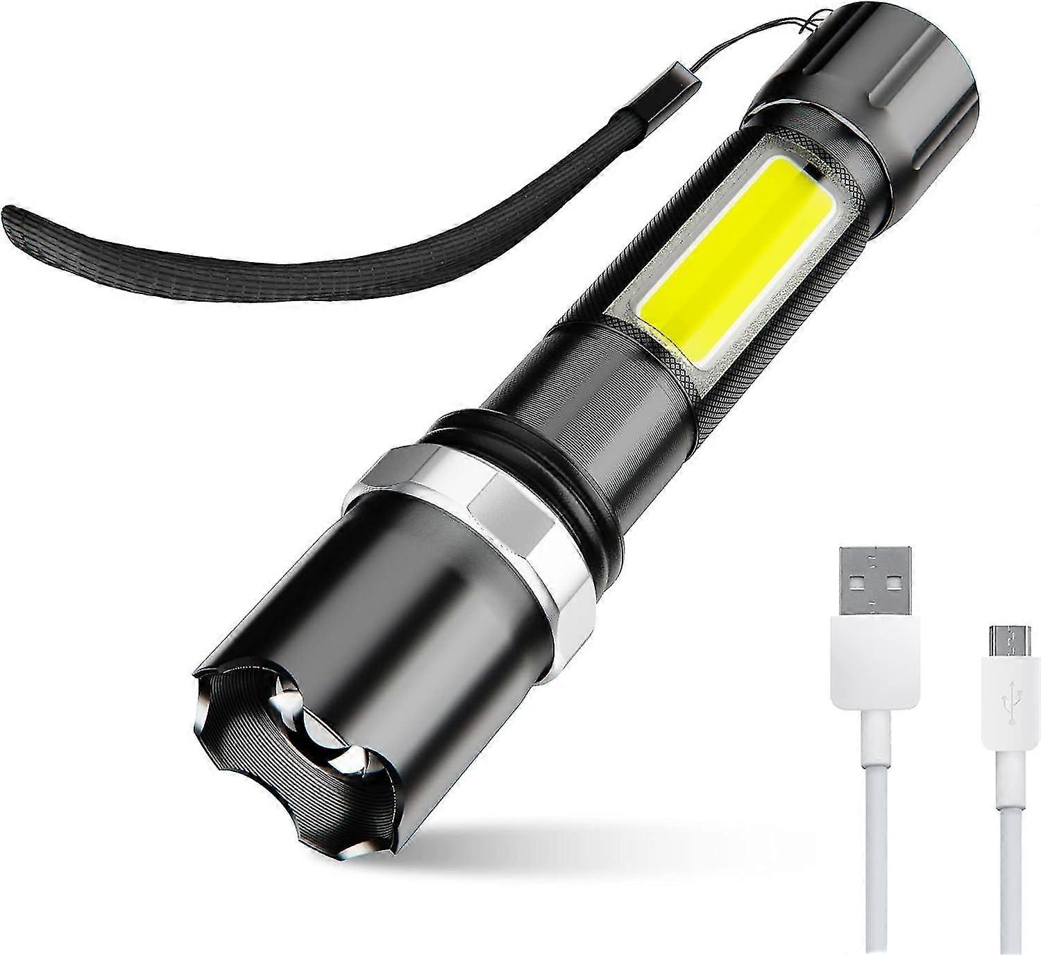 LED Flashlight Rechargeable, 600LM Zoomable Mini USB Flashlight