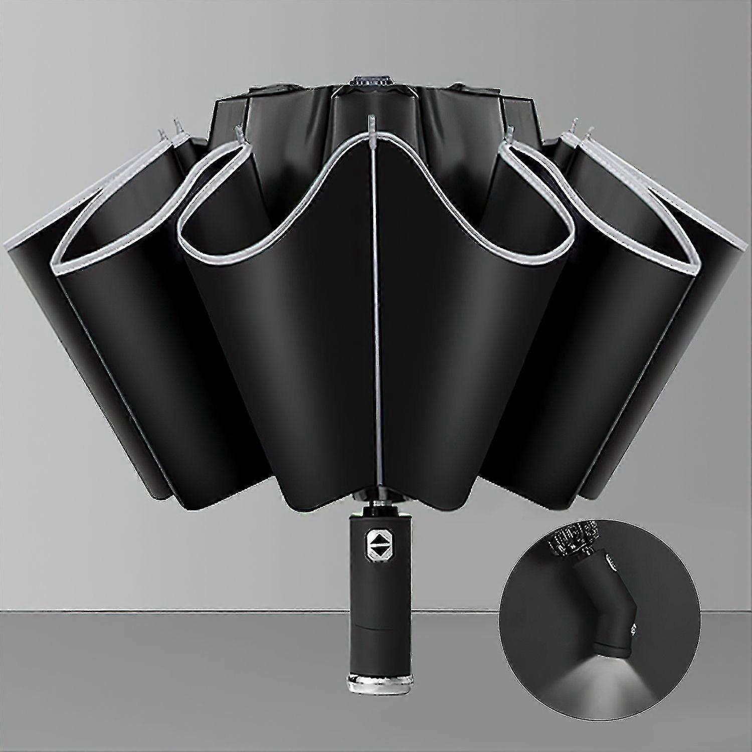 Umbrella Stormproof Up To 140 Km/h - Incl. With Automatic Open-close Function, Reverse Folding (without Dripping) & Led Light