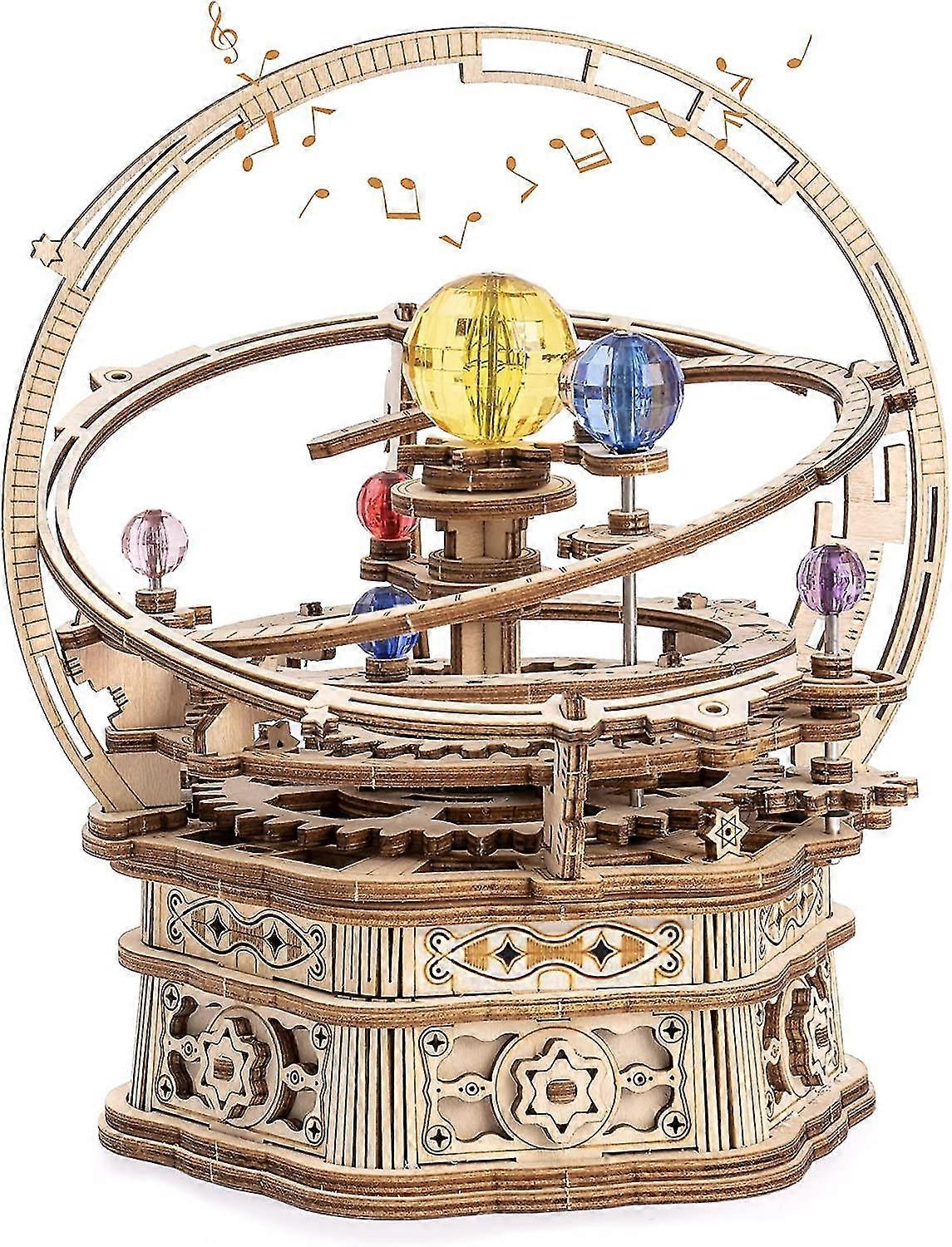 3d Wooden Puzzle For Adults Diy Music Box Model Kit To Build Mechanical Puzzles Rotating Starry Night