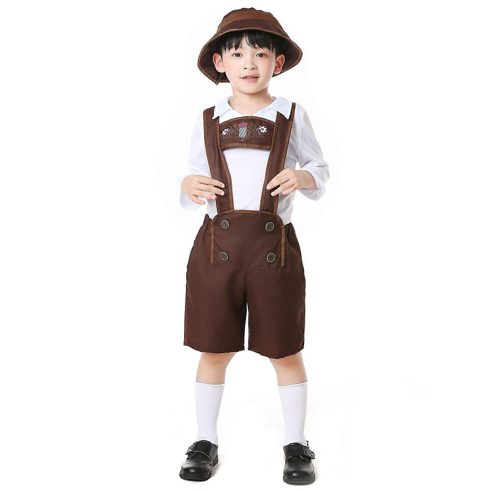 ブラックドイツ人男性レザーLEDERHOSENオクトーバーフェストショーツパンツバイエルン男性と男の子用