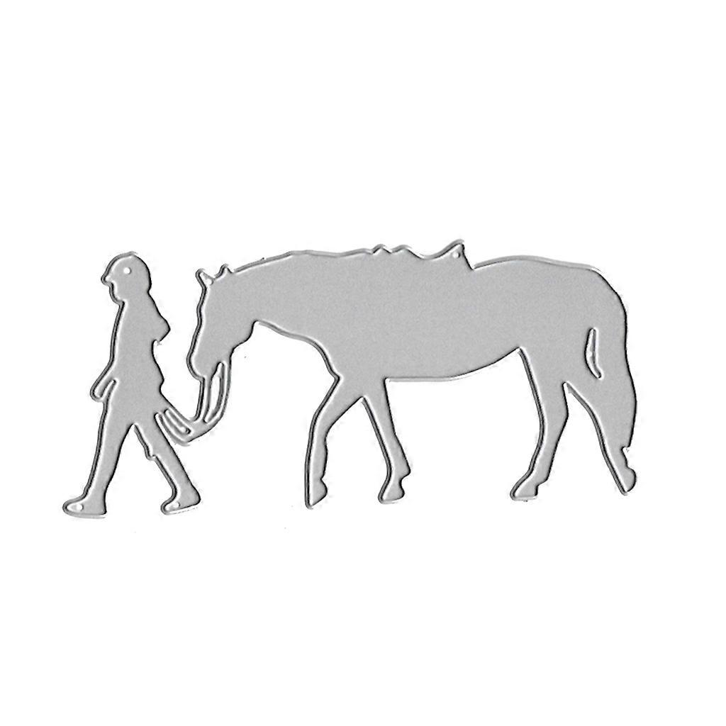 Pulling Horse Metal Silver Cutting Dies Greeting Invitation Message Card Making