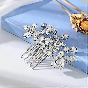 Bruid Bruiloft H Kam H Accessoires Met Rhinest Bridal Side Kammen voor vrouwen en meisjes (een zilver)
