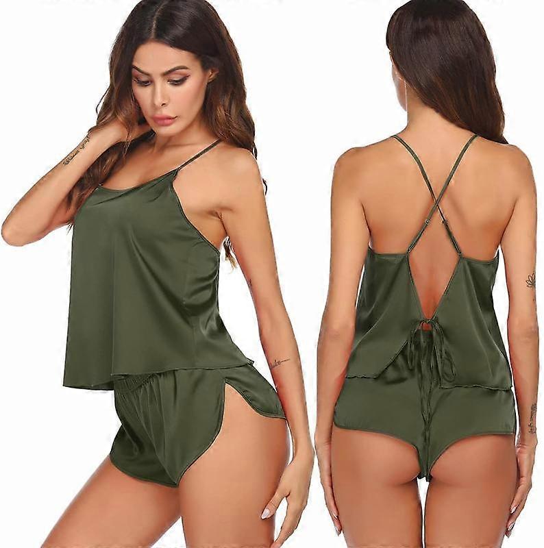 Silk Pajamas Set for Women Satin Backless Lingerie