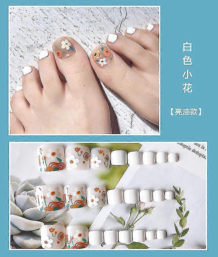 24pcs Muticolor Toenail Patch Glue Type Removable Short Paragraph Fashion Manicure Save Time