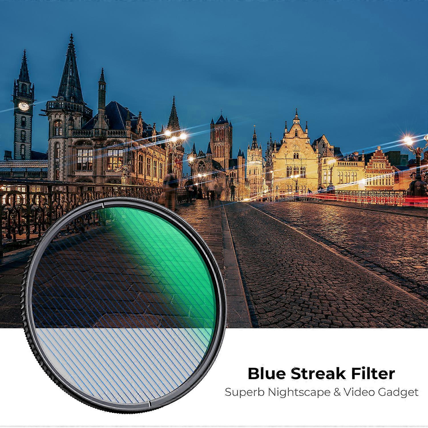 K&F קונספט כחול מסנן מסנן צילום סרט ירוק פס קרני אור עדשות מצלמה מסנני וידאו ננו-X 49-82 מ"מ