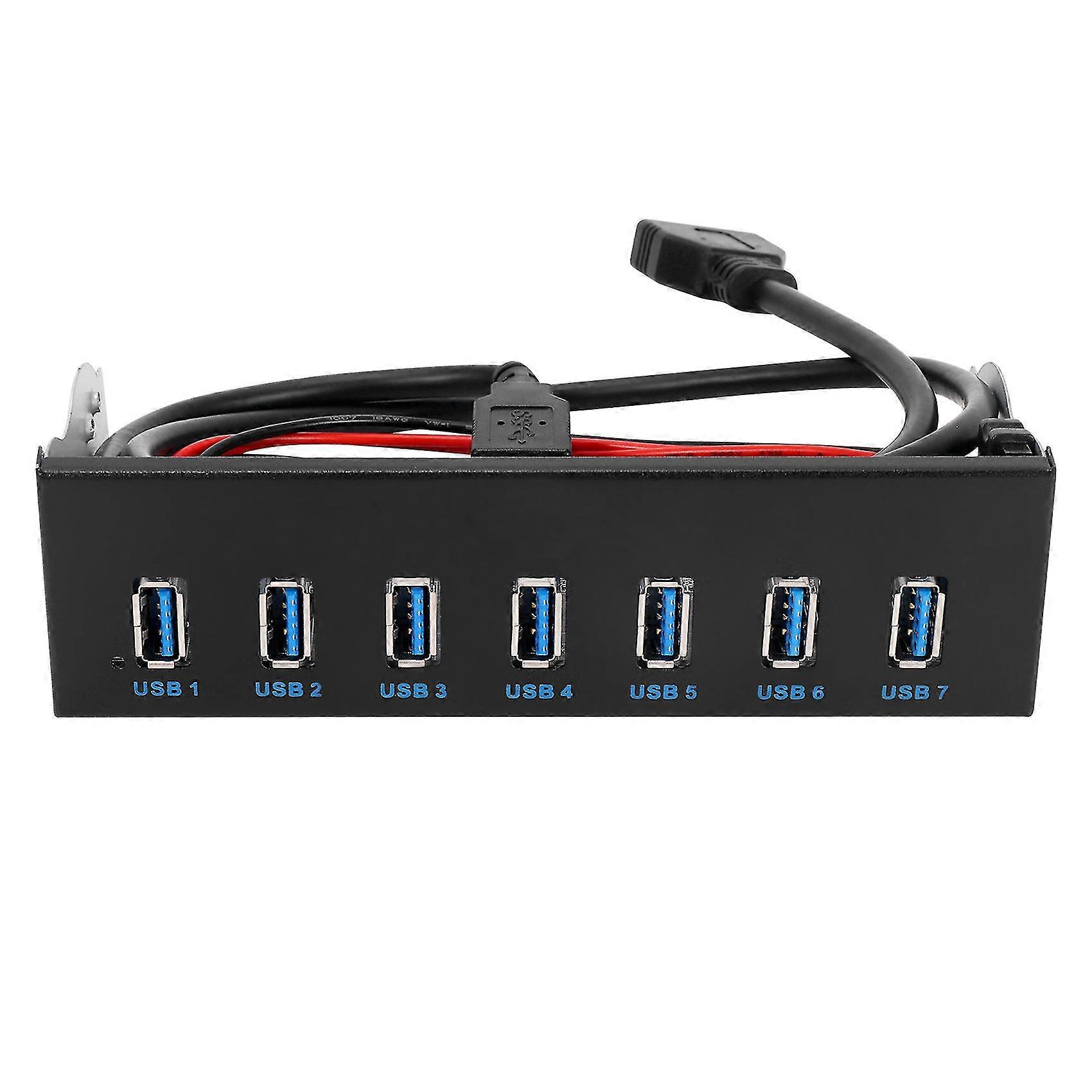 Hochwertiger 7-Port-USB-3.0-Hub 5 GB/s, 5,25-Zoll-CD-ROM-Laufwerksschacht, CD-ROM-Frontplatte für Computergehäuse + USB 3.0 19-P
