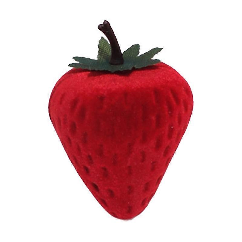 Rings Box Adorable Multi-purpose Dust-proof Mini Strawberry Shape Flocking Rings Container Gift Box for Valentine's Day JIKAIX