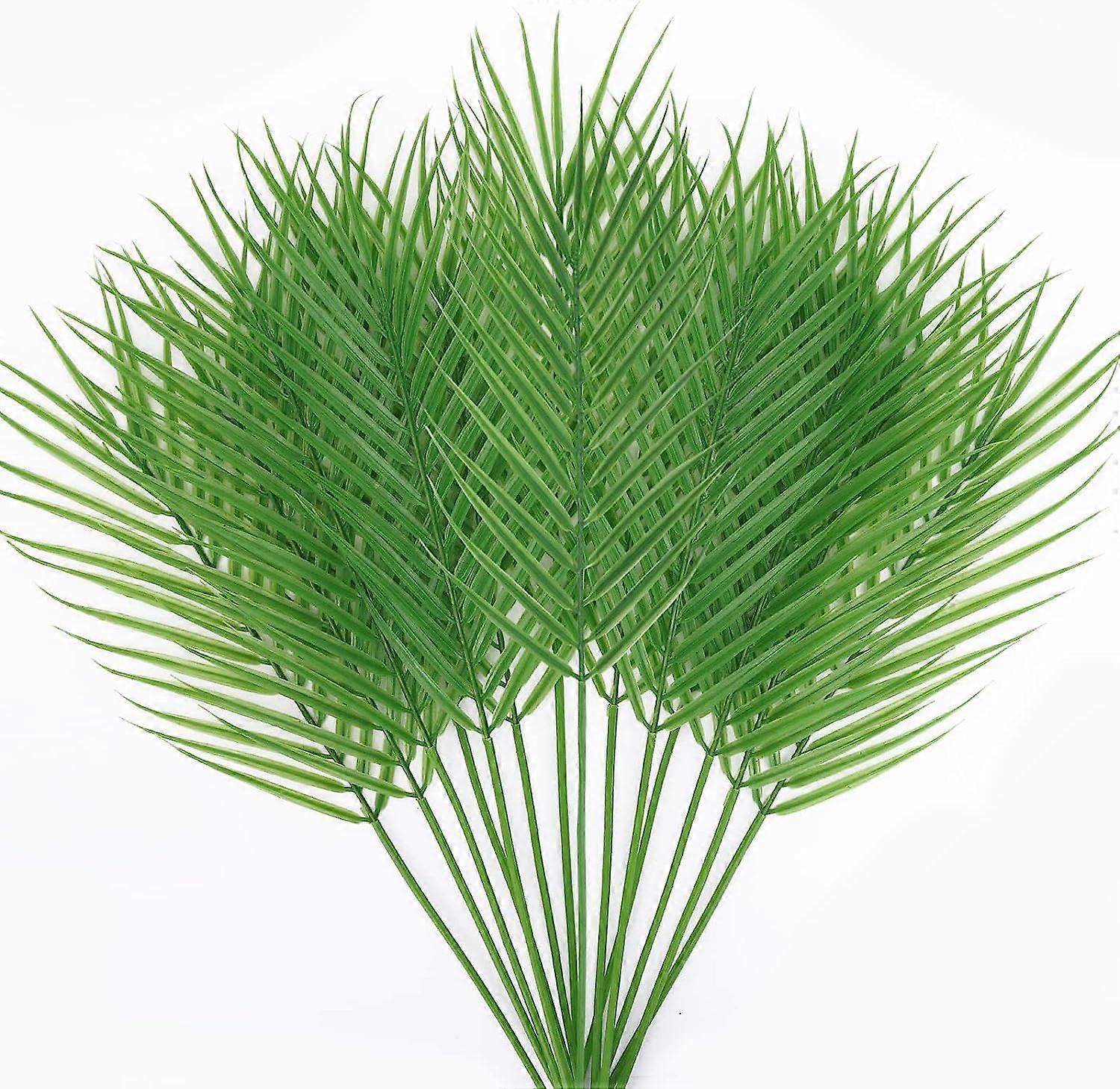 10 Pcs Artificial Palm Leaves Greenery Tropical Palm Tree Leaves Fake Areca Tropical Decorations with Stems for Safari Jungle Hawaiian Luau Party Tabl