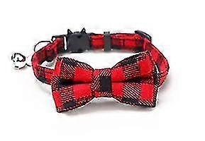 1pcs Cat Collar With Bell Bow Tie Soft Tartan Quick Release Safety