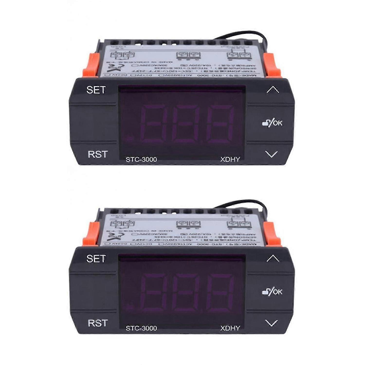 2x Stc-3000 110v-220v 30a Press Digital Temperature Controller Thermostat With Sensor Controlling T