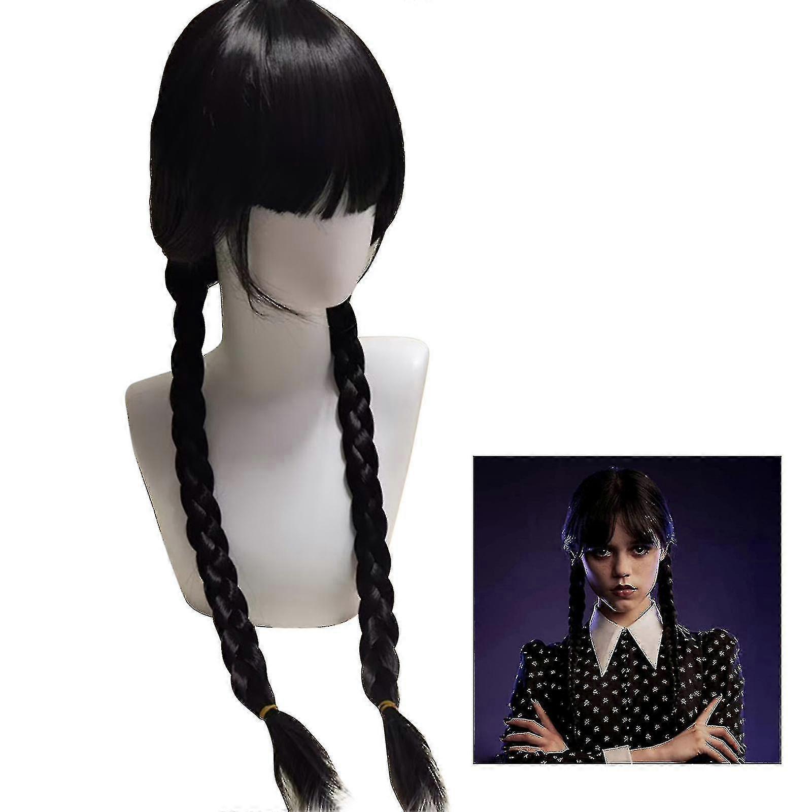 Black Double Ponytail Braid Halloween Cosplay Wig
