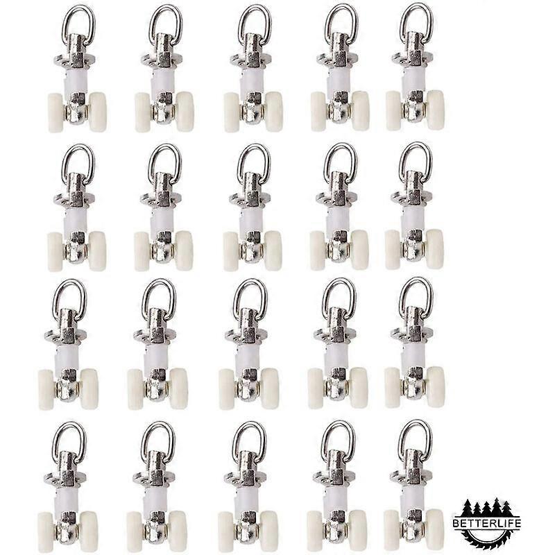 20 stuks aluminiumlegering roller twin plastic gordijn track glider rail rollen