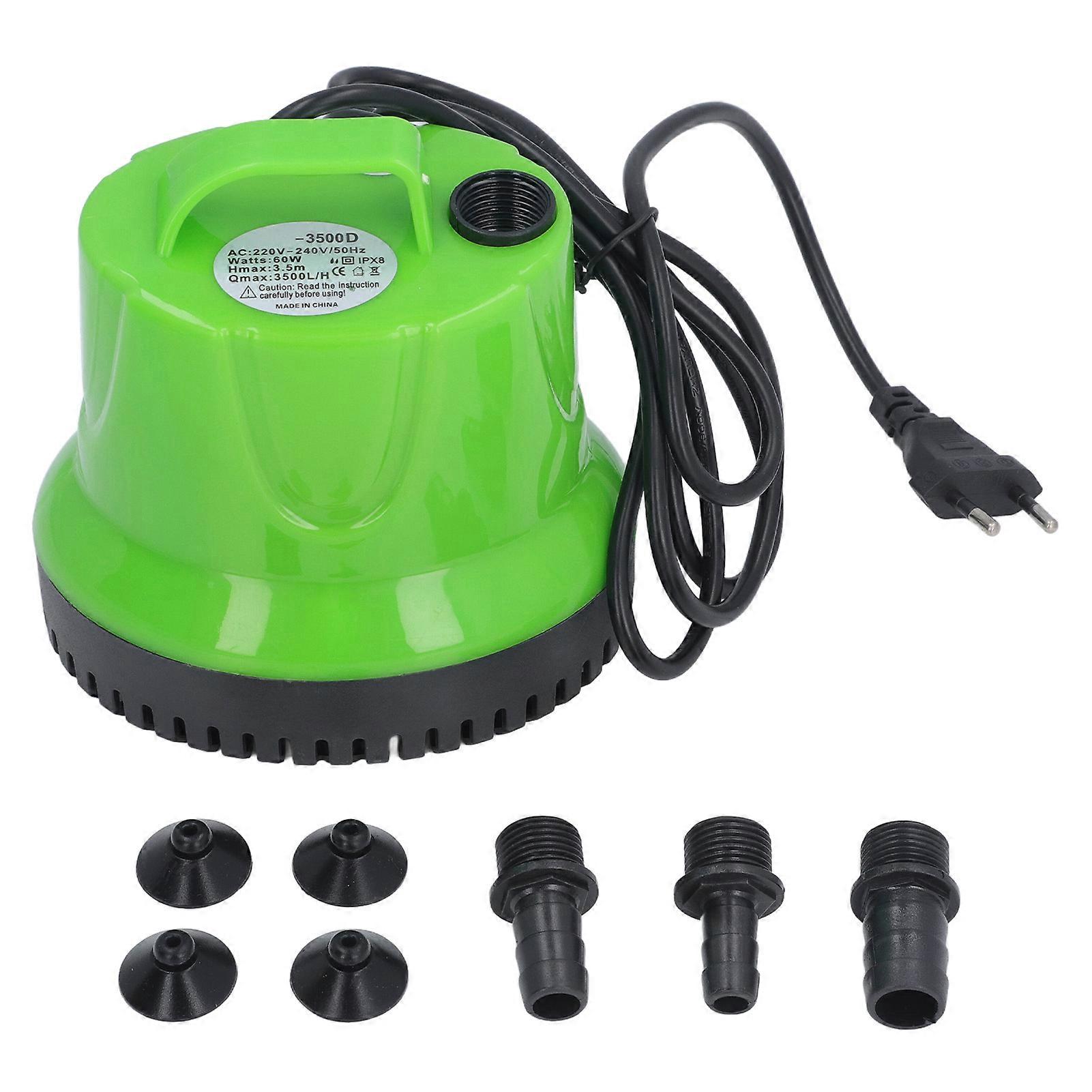 Submersible Water Pump 925 GPH 60W for Fountain Pool Draining Aquarium Fish Tank Pond Waterfall EU Plug 220‑240V