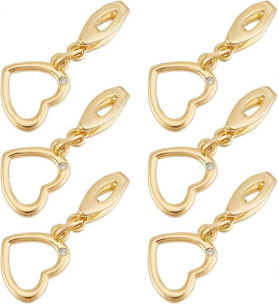 1 Box 6Pcs Hearts Clasps 2 Hole Clasp Bulk Golden Metal Brass Love Heart Shaped Hook Fastener Connector End Buckle Button Clasps for Jewelry Making Ne