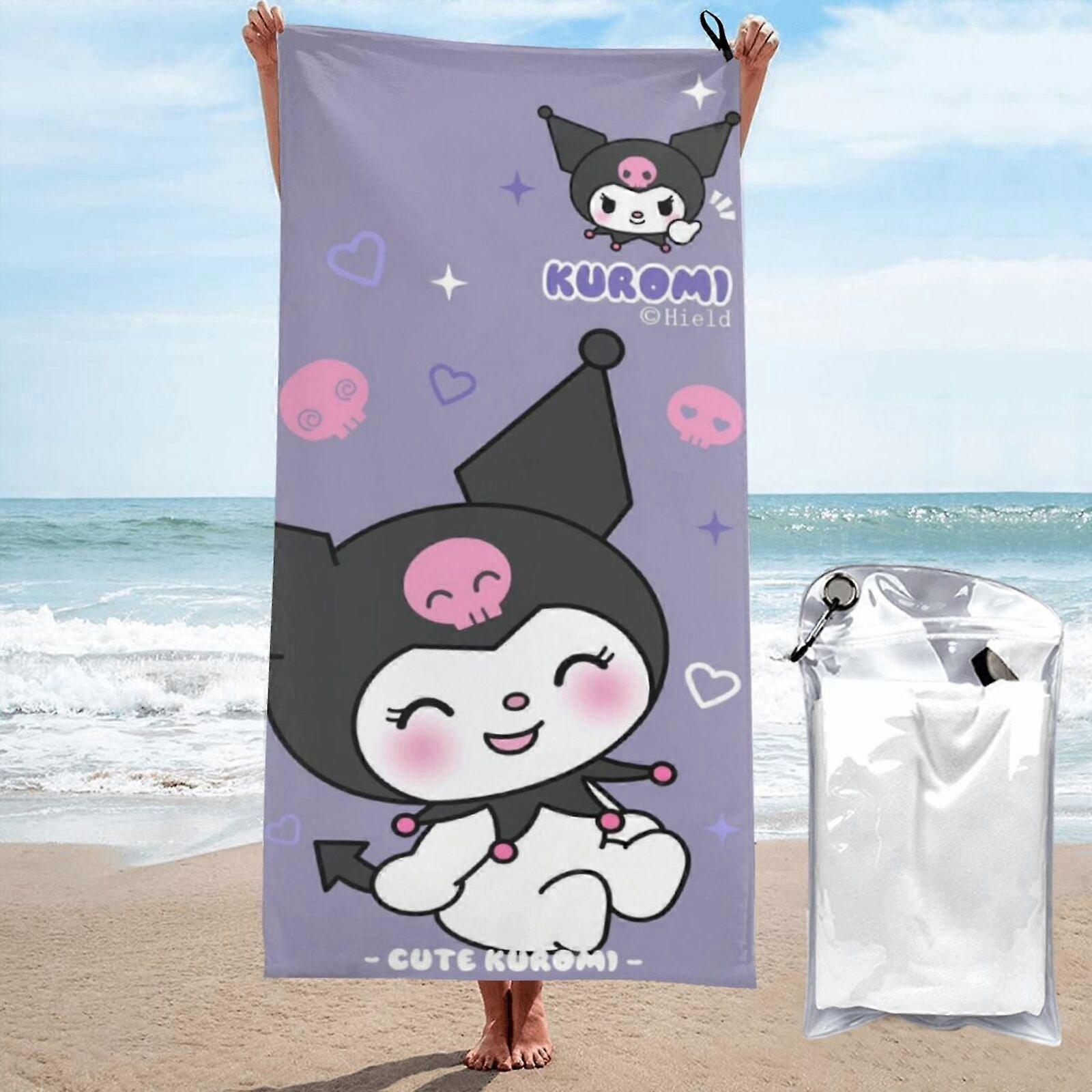 p264Kuromi Praia Toalha Absorvente Toalha Grande 3D Toalha dos desenhos animados LXMT2380