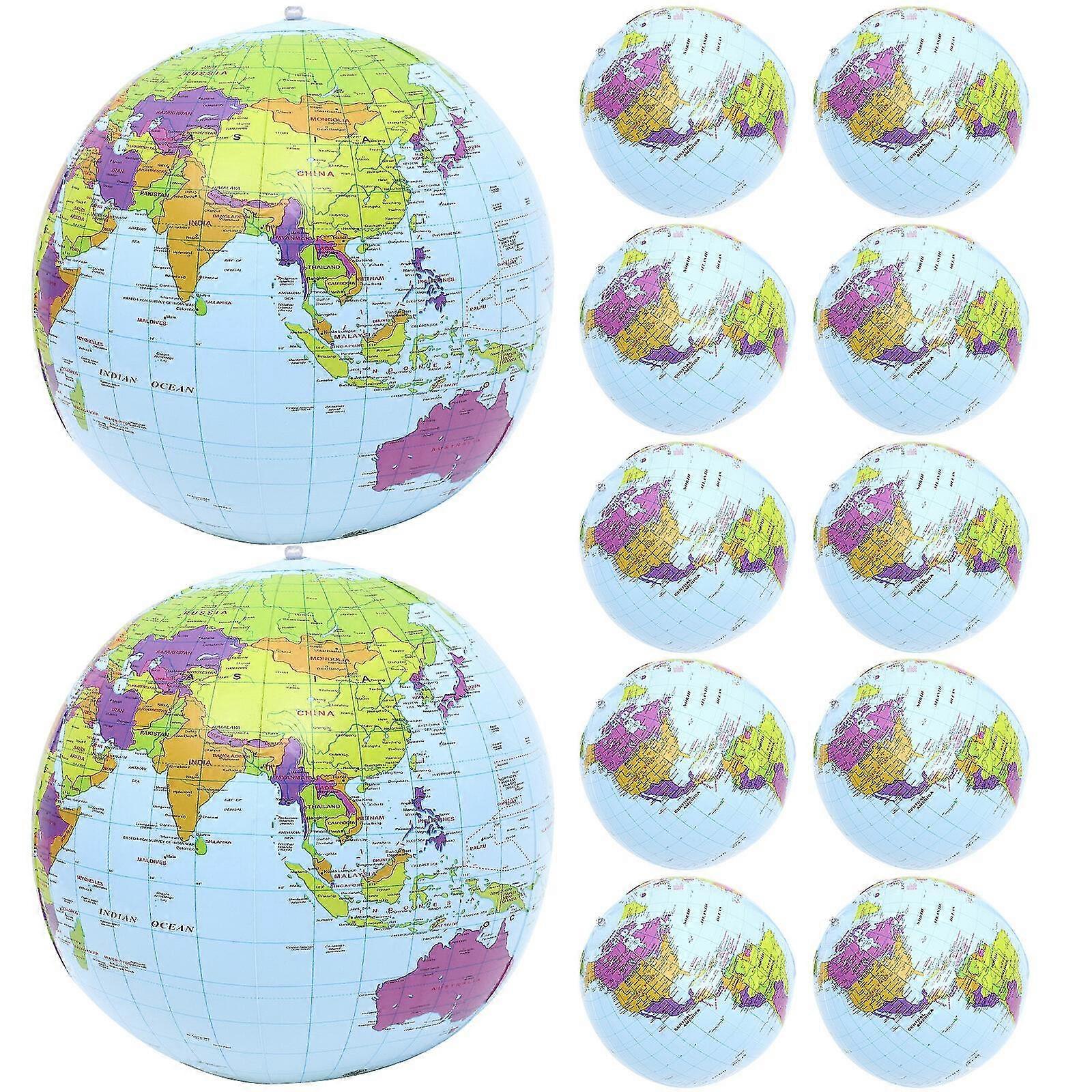 12pcs Inflatable Beach Balls Inflatable Pool Ball Inflating Globe Shaped Balls