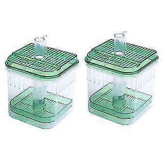2x Plastic Square Fish Tank Aquarium Filter Bottom Box Transparent Green