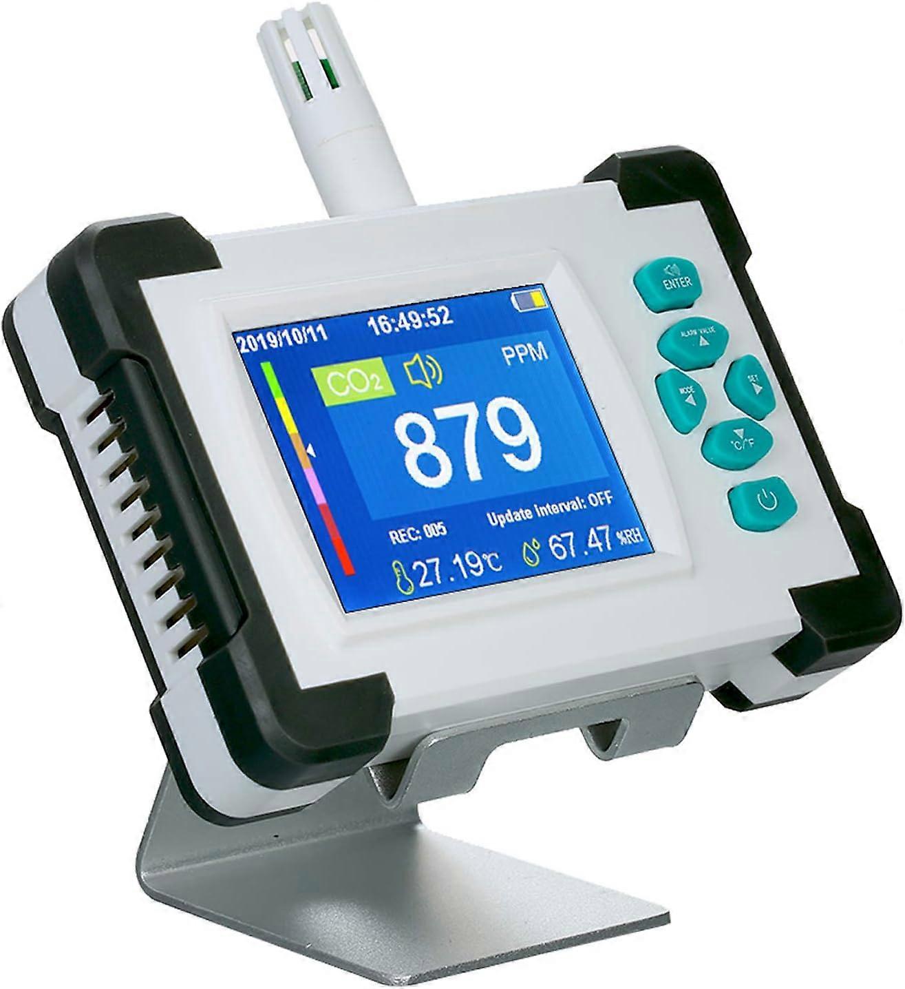 Tester di CO2 portatile, rilevatore di anidride carbonica con batteria ricaricabile, display TFT da 3,2 pollici con termometro e igrometro, con custodia
