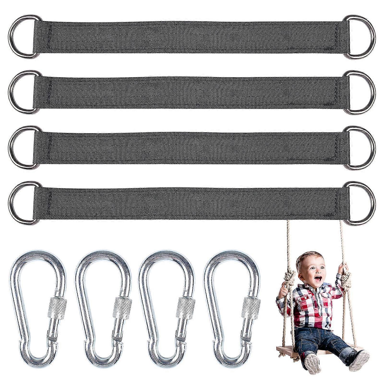 4 Pcs Tree Swing Hanging Strap Kit With 4 D-rings For Garden/swing/tree Swing/hammocks