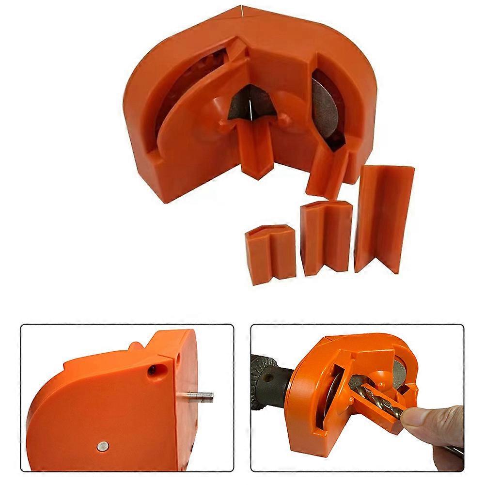 DIY Projects Double-side Drill Sharpener Drill Bit Grinding Tool Orange Color Plastic Material Three Drill Bit Holder