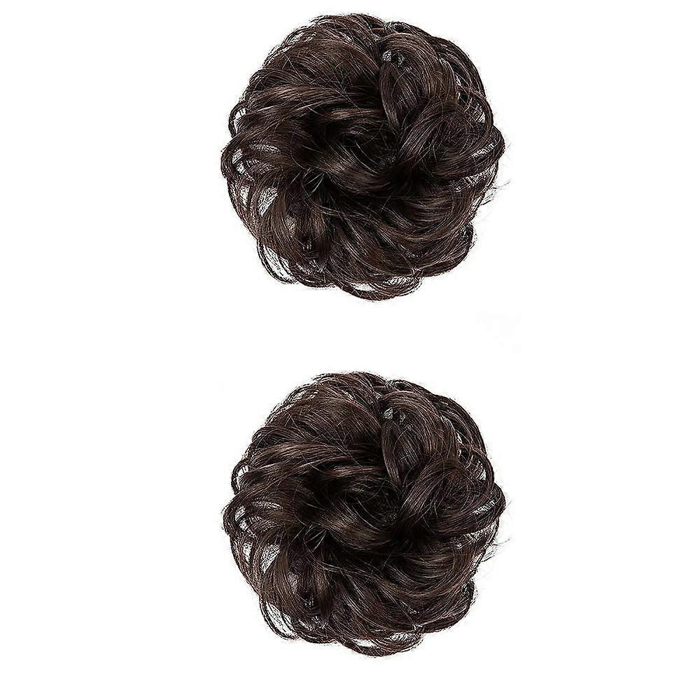 2 κομμάτι τρέσα με ελαστική ταινία, chignon τρέσα σγουρά ελαστικά μαλλιών με μαλλιά updos μαλλιά επέκταση messy bun τρέσες για κυρίες κορίτσια ponyta